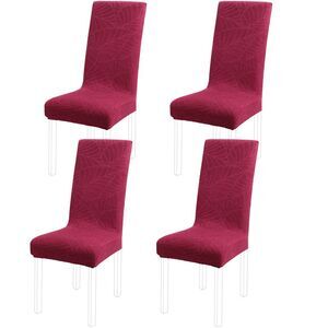 Chair SlipCovers Dining Room Set of 4 Stretch Spandex Fabric Wine Red